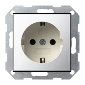 Розетка 2к+3 16А с защитными шторками Gira System 55, хром/кремовый