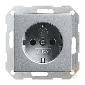 Розетка с/з с защитными шторками Gira System 55, алюминий