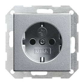 Розетка с/з с защитными шторками Gira System 55, алюминий