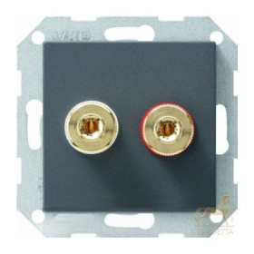 Аудиорозетка разъём WBT (+/-) с накладкой прямая Gira System 55, антрацит