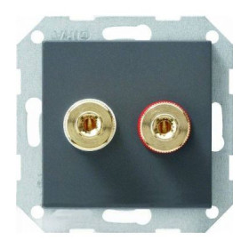 Аудиорозетка разъём WBT (+/-) с накладкой прямая Gira System 55, антрацит