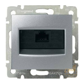 Информационная розетка RJ 45 - категория 5e - UTP - 1 выход - на винтах Legrand Valena, алюминий