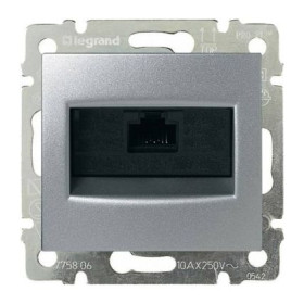 Информационная розетка RJ 45 - категория 5e - UTP - 1 выход - на винтах Legrand Valena, алюминий