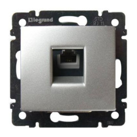 Телефонная розетка RJ 11 - 4 контакта - 1 выход Legrand Valena, алюминий