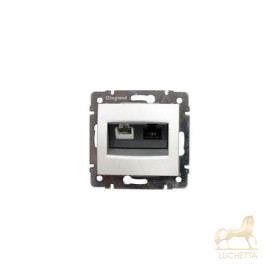 Двойная розетка RJ 45 Кат. 5е/6 UTP + RJ 11 Legrand Valena, белый