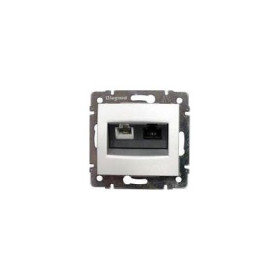 Двойная розетка RJ 45 Кат. 5е/6 UTP + RJ 11 Legrand Valena, белый