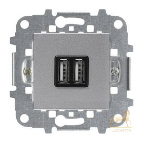 Механизм зарядного устройства USB (2 модуля) 2х750 мА / 1х1500 мА ABB Niessen Zenit, серебристый