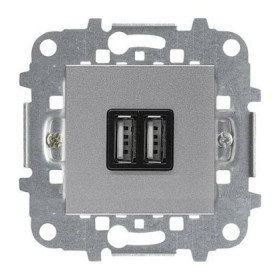 Механизм зарядного устройства USB (2 модуля) 2х750 мА / 1х1500 мА ABB Niessen Zenit, серебристый