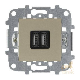 Механизм зарядного устройства USB (2 модуля) 2х750 мА / 1х1500 мА ABB Niessen Zenit, шампань