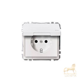 Merten SD Белый Розетка 1-ая с/з с крышкой и защитными шторками IP44
