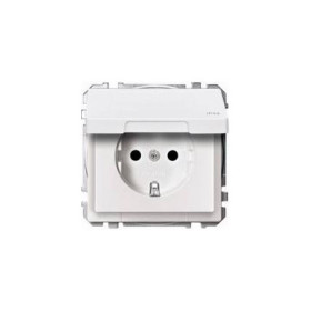 Merten SD Белый Розетка 1-ая с/з с крышкой и защитными шторками IP44