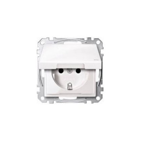 Merten SM Белый глянец Розетка 1-ая с/з с крышкой IP44