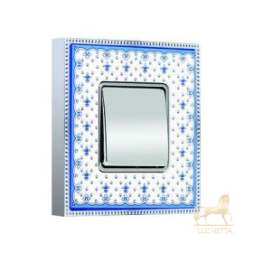 Одноклавишный выключатель в сборе FEDE BELLE EPOQUE PORCELAIN, blue lys-bright chrome