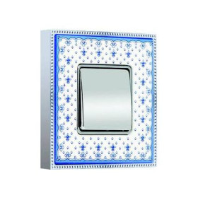 Одноклавишный выключатель в сборе FEDE BELLE EPOQUE PORCELAIN, blue lys-bright chrome