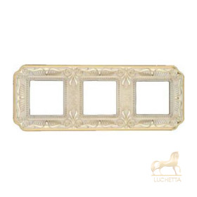 Рамка на 3 поста гор/верт FEDE TOSCANA FIRENZE, gold white patina