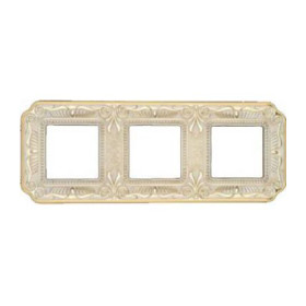 Рамка на 3 поста гор/верт FEDE TOSCANA FIRENZE, gold white patina