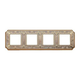 Рамка на 4 поста гор/верт FEDE TOSCANA SIENA, gold white patina