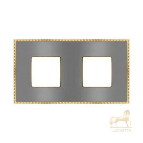 Рамка на 2 поста гор/верт FEDE BELLE EPOQUE METAL GOLD, bright chrome + bright gold