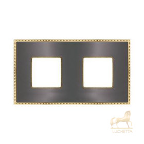 Рамка на 2 поста гор/верт FEDE BELLE EPOQUE METAL GOLD, graphite + bright gold