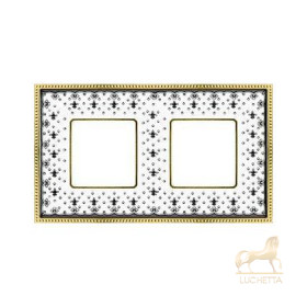Рамка на 2 поста гор/верт FEDE BELLE EPOQUE PORCELAIN, black lys-bright gold