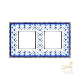 Рамка на 2 поста гор/верт FEDE BELLE EPOQUE PORCELAIN, blue lys-bright chrome