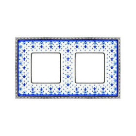 Рамка на 2 поста гор/верт FEDE BELLE EPOQUE PORCELAIN, blue lys-bright chrome