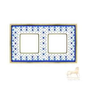 Рамка на 2 поста гор/верт FEDE BELLE EPOQUE PORCELAIN, blue lys-bright gold