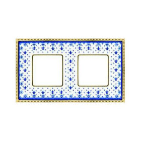 Рамка на 2 поста гор/верт FEDE BELLE EPOQUE PORCELAIN, blue lys-bright gold