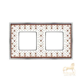 Рамка на 2 поста гор/верт FEDE BELLE EPOQUE PORCELAIN, brown lys-bright chrome