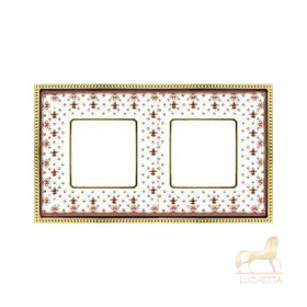 Рамка на 2 поста гор/верт FEDE BELLE EPOQUE PORCELAIN, brown lys-bright gold