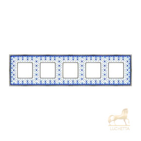 Рамка на 5 постов гор/верт FEDE BELLE EPOQUE PORCELAIN, blue lys-bright chrome