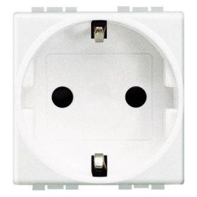 Розетка 2П + заземление (боков.) с защитными шторками, Bticino LivingLight (2 модуля), белый