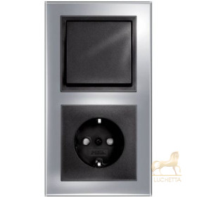 Розетка и Выключатель PEHA Aura Glas зеркальное стекло/черный 20.572.150.21