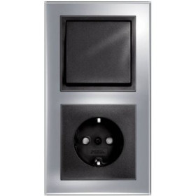 Розетка и Выключатель PEHA Aura Glas зеркальное стекло/черный 20.572.150.21