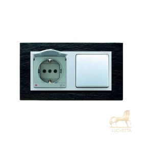 Розетка Simon 82 Nature сланец - алюминий 82917-63