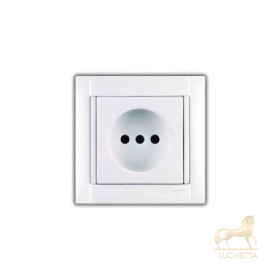 Simon 34 Белый Розетка 2P+E Schuko со шторками, с рамкой 34443-30