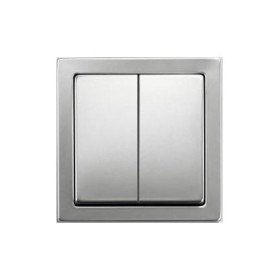 Выключатель 2-х клавишный ABB серии Pure сталь