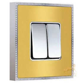 Двухклавишный выключатель в сборе FEDE BELLE EPOQUE METAL CHROME, bright gold + bright chrome