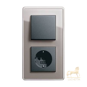 Выключатель и Розетка Gira Esprit Glass C дымчатое стекло 0212522