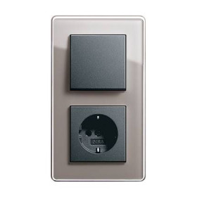 Выключатель и Розетка Gira Esprit Glass C дымчатое стекло 0212522